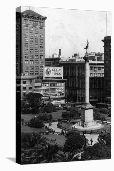 Aerial View of Union Square - San Francisco, CA-Lantern Press-Stretched Canvas