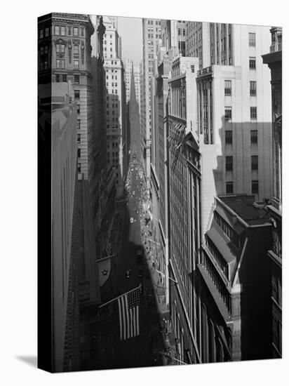 Aerial View of Wall Street Showing Trinity Church Standing at Head of Street-Herbert Gehr-Premier Image Canvas