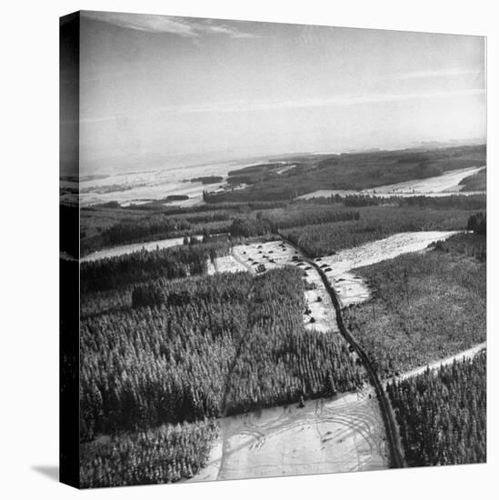 Aerial View over Ardennes Showing Us Tank Company During the Battle of the Bulge-null-Premier Image Canvas