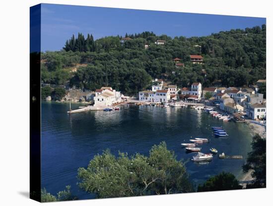 Aerial View over Loggos Harbour, Paxos, Ionian Islands, Greek Islands, Greece, Europe-Julia Bayne-Premier Image Canvas