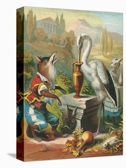 Aesop's Fables, the Fox and the Stork-null-Stretched Canvas