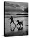 Afghan Dog Roaming across Beach with Girl at Sundown, During Preparation for Westminister Show-George Silk-Premier Image Canvas