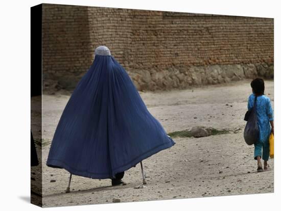 Afghan Girl Carries the Ration of Her Mother, a Victim of Land Mines, in Kabul, Afghanistan-null-Premier Image Canvas