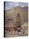Afghan Nomad Family in Front of the Buddhas of Bamiyan, 1950-null-Premier Image Canvas