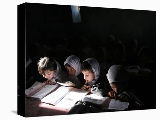 Afghan School Girls Read their Lessons at the Aziz Afghan Secondary School in Kabul, Afghanistan-null-Premier Image Canvas