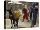 Afghan Woman Walks Along with Donkey Carrying Jerry Cans Filled with Water in Kabul, Afghanistan-null-Premier Image Canvas