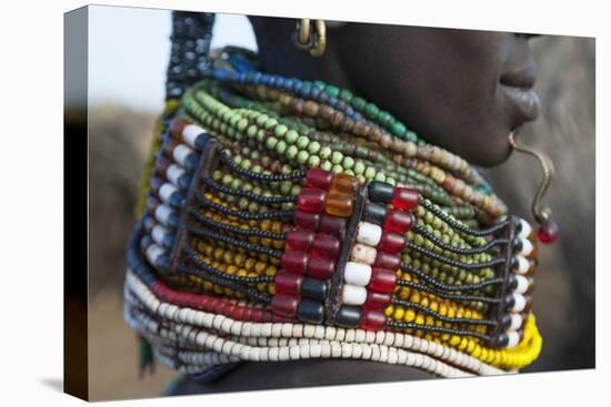 Africa, Ethiopia, Southern Omo Valley. Detail of a Nyangton woman's heavy bead necklace.-Ellen Goff-Premier Image Canvas