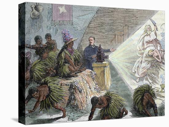 Africa, European Settler Instructing Natives by a Projection with the Unit, 'Magic Lantern' (1879)-Prisma Archivo-Premier Image Canvas