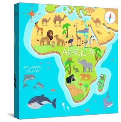 Download 'Africa Mainland Cartoon Map with Local Fauna. Cute ...
