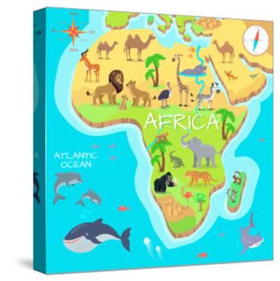 Download 'Africa Mainland Cartoon Map with Local Fauna. Cute ...