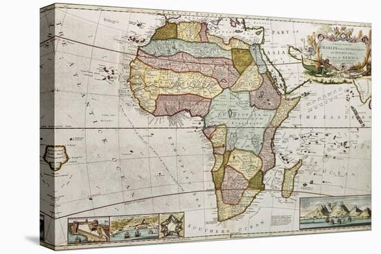 Africa Old Map. Created By Frederick Herman Moll, Published In London, 1710-marzolino-Stretched Canvas