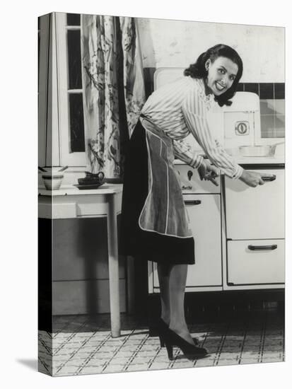 African American Actress Lena Horne at a Gas Stove-null-Stretched Canvas