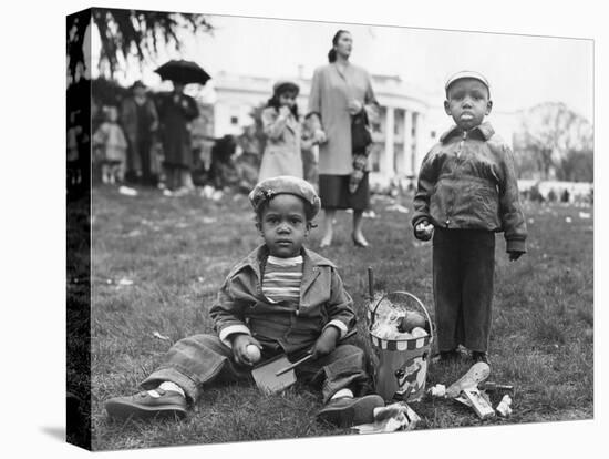 African American Boys with an Easter Basket at the Annual White House Easter Egg Roll-null-Stretched Canvas