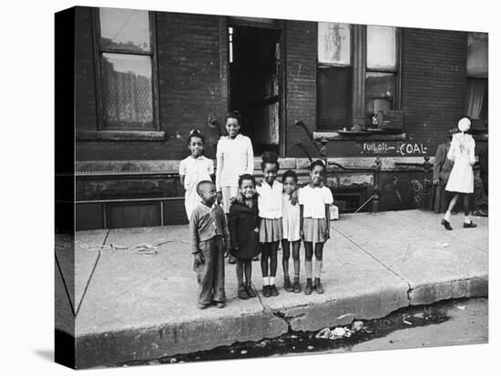 African American Children Posing on a Sidewalk in the Slums of Chicago-Gordon Coster-Premier Image Canvas