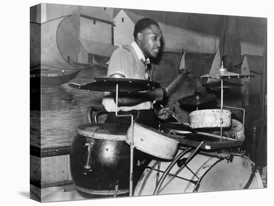 African American Drummer in Orchestra in Memphis Juke Joint, Tennessee, October, 1939-null-Stretched Canvas