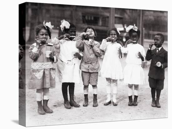 African American First Graders Learn to Brush their Teeth in School, 1910-null-Stretched Canvas