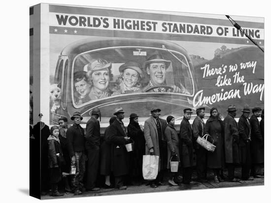 African American Flood Victims Lined Up to Get Food and Clothing From Red Cross Relief Station-Margaret Bourke-White-Premier Image Canvas