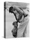 African American Man Comforts Crying Child Photograph-Lantern Press-Stretched Canvas