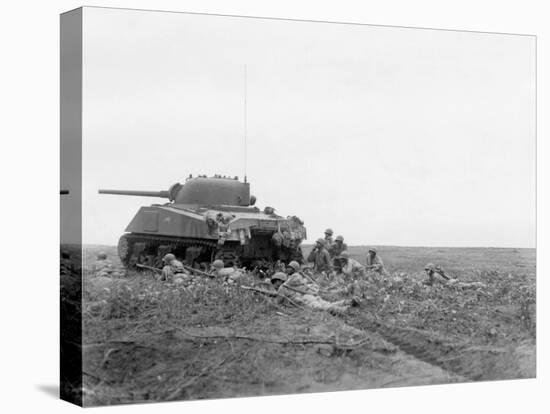 African American Soldiers Prepare to Advance with a Tank Along Empress Augusta Bay, Bougainville-null-Stretched Canvas