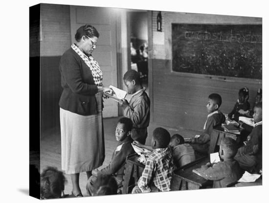 African-American Teacher and Children in Segregated School Classroom-null-Premier Image Canvas