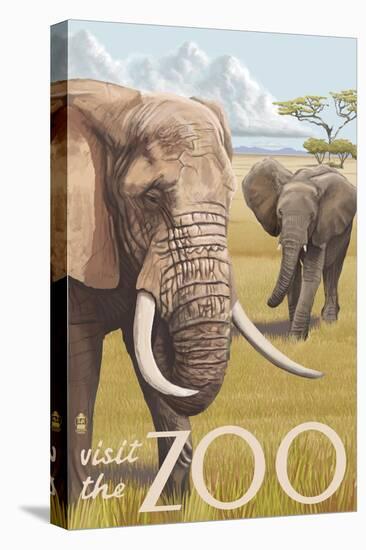 African Elephant - Visit the Zoo-Lantern Press-Stretched Canvas