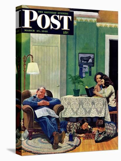 "After Dinner at the Farm," Saturday Evening Post Cover, March 27, 1948-John Falter-Premier Image Canvas