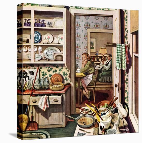 "After Dinner Dishes," January 8, 1949-Stevan Dohanos-Premier Image Canvas