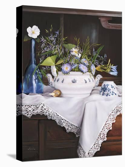 Afternoon Tea con Bottiglia Blu-Danka Weitzen-Premier Image Canvas