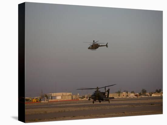 AH-64 Apache Helicopter Waits for an OH-58 Kiowa to Clear His Flight Space-Stocktrek Images-Premier Image Canvas