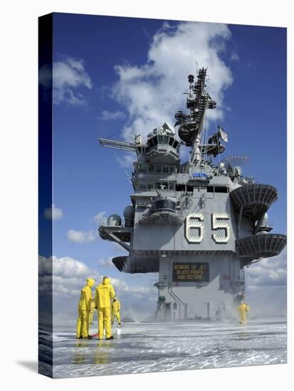 Air Department Sailors Test the Sprinkler System On the Flight Deck of the USS Enterprise-Stocktrek Images-Premier Image Canvas