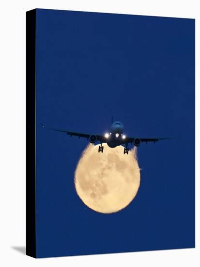Airbus 330 Passing In Front of the Moon-David Nunuk-Premier Image Canvas
