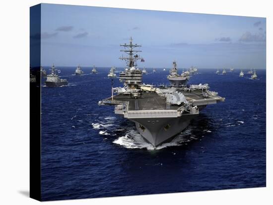 Aircraft Carrier USS Ronald Reagan Leads a Mass Formation of Ships Through the Pacific Ocean-Stocktrek Images-Premier Image Canvas