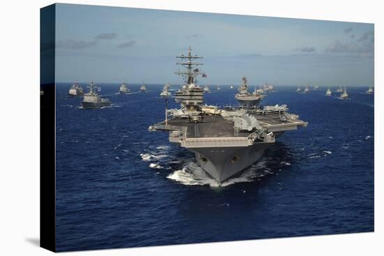 Aircraft Carrier USS Ronald Reagan Leads Allied Ships on Pacific Ocean, July 2010-null-Stretched Canvas