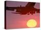 Airplane in Flight During Sunrise, Sunset-Mitch Diamond-Premier Image Canvas