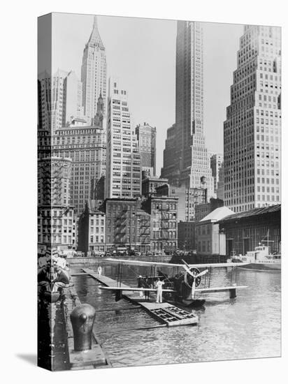 Airplane Landing in Manhattan, 1935-null-Stretched Canvas