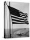 Airplane on Battleship Deck with American Flag in Foreground, World War II-null-Stretched Canvas