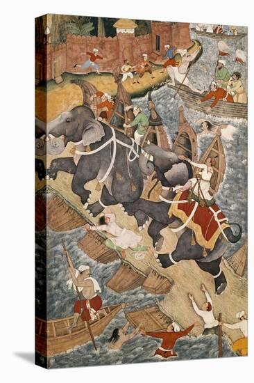 Akbar Tames the Savage Elephant, Hawa'I, Outside the Red Fort at Agra-Basawan-Premier Image Canvas