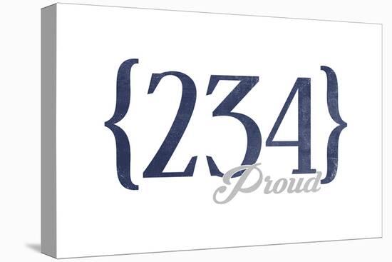 Akron, Ohio - 234 Area Code (Blue)-Lantern Press-Stretched Canvas