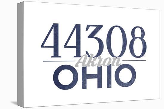 Akron, Ohio - 44308 Zip Code (Blue)-Lantern Press-Stretched Canvas