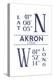 Akron, Ohio - Latitude and Longitude (Blue)-Lantern Press-Stretched Canvas