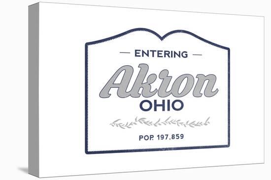 Akron, Ohio - Now Entering (Blue)-Lantern Press-Stretched Canvas