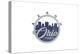 Akron, Ohio - Skyline Seal (Blue)-Lantern Press-Stretched Canvas