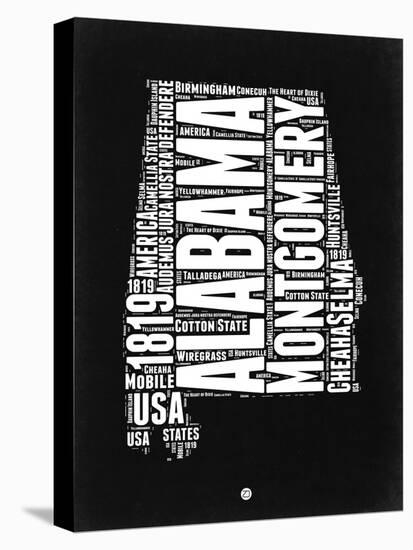 Alabama Black and White Map-NaxArt-Stretched Canvas