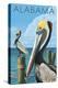 Alabama - Brown Pelicans-Lantern Press-Stretched Canvas