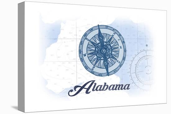 Alabama - Compass - Blue - Coastal Icon-Lantern Press-Stretched Canvas