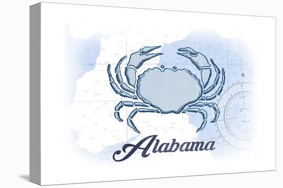 Alabama - Crab - Blue - Coastal Icon-Lantern Press-Stretched Canvas