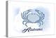 Alabama - Crab - Blue - Coastal Icon-Lantern Press-Stretched Canvas