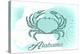 Alabama - Crab - Teal - Coastal Icon-Lantern Press-Stretched Canvas