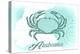 Alabama - Crab - Teal - Coastal Icon-Lantern Press-Stretched Canvas