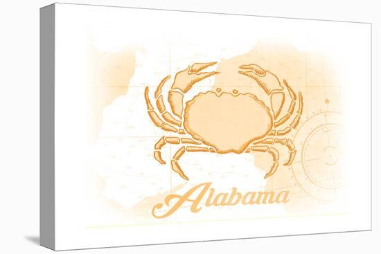 Alabama - Crab - Yellow - Coastal Icon-Lantern Press-Stretched Canvas